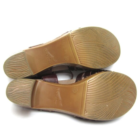 Dansko Dawson 41 US 10.5 11 Reddish Brown Vintage Ruby Platform Sandals Heels - Picture 11 of 12